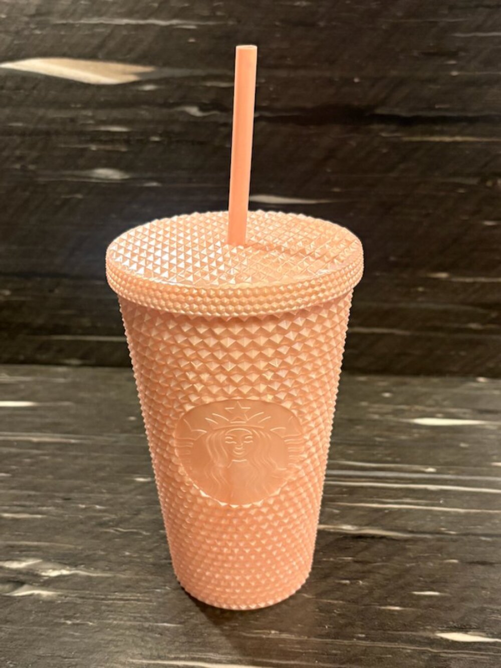 Starbucks Peach Pink Studded Tumbler Cup w/ Straw 24 oz NWOT